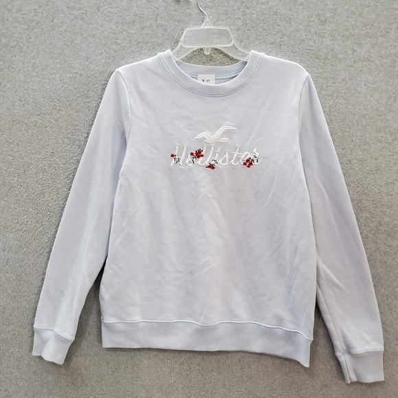 Hollister Sweaters - Hollister Women‎ Sweater Medium Blue Logo Embroidered Long Sleeve Crew Neck